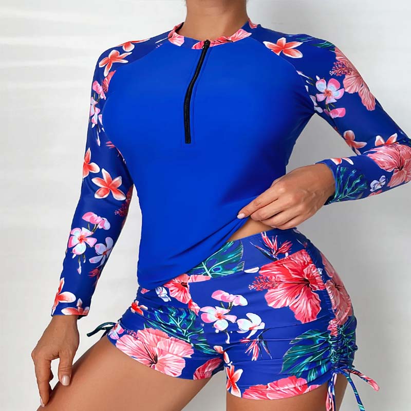 Bañador de manga larga para mujer, conjunto de Tankini deportivo 